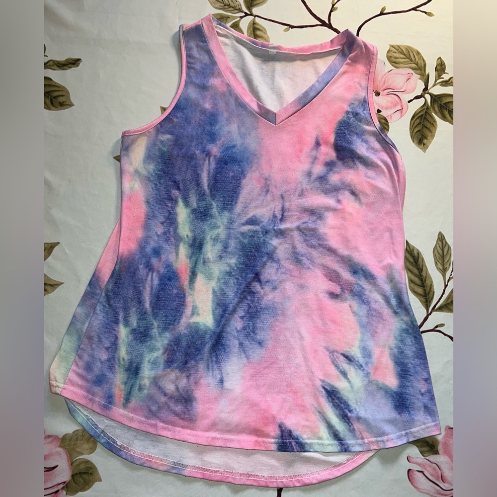 Tie dyed Pink and Purple Tank Top Size Large